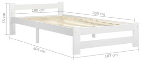 Estrutura de cama 100x200 cm pinho maciço branco