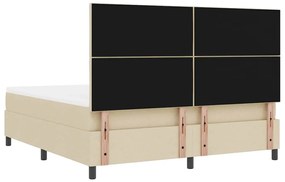 Cama com colchão e luz LED, creme - 180 x 200 cm. Feita de tecido.