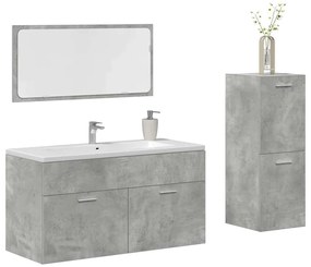 vidaXL 3 pcs conj. móveis casa banho derivados madeira cinza cimento