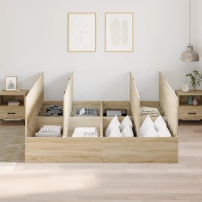 Cama de Armazenamento vidaXL em Carvalho Sonoma 200x200 cm
