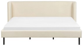 Cama de casal em veludo creme 180 x 200 cm ARETTE Beliani