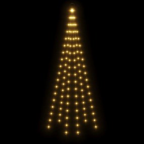 Árvore de Natal mastro de bandeira 108 LEDs 180cm branco quente
