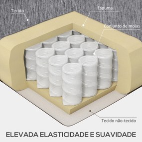 Sofá de Canto com Chaise Longue em Forma de L Estofado em Poliéster para Sala Capacidade 250 kg 215x142x88 cm Cinza