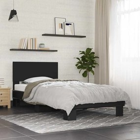 vidaXL Estrutura de cama 90x190 cm derivados de madeira e metal preto
