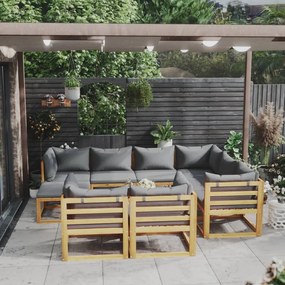 10 pcs conjunto lounge de jardim com almofadões acácia maciça
