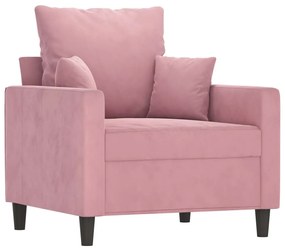 3 pcs conjunto de sofás com almofadões veludo rosa