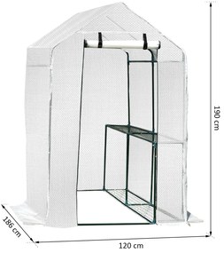 Estufa com prateleiras para flores, cultivo de plantas com porta zip resistente à água UV Malha PE 186x120x190cm