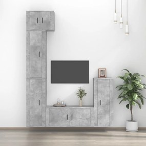 vidaXL Conjunto móveis de TV 5 pcs madeira processada cinzento cimento
