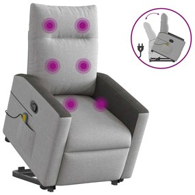 Poltrona elevatória de massagens tecido cinzento-nublado