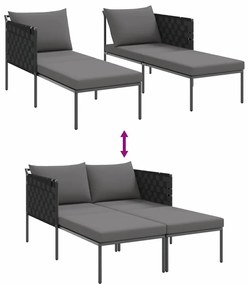 Espreguiçadeira com Almofadas para 2 Pessoas Antracite 115x153x69,5 cm