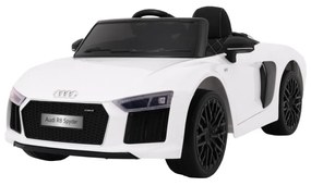 Carro elétrico para Crianças 12V AUDI R8 Spyder RS Rodas EVA, Assento de couro Branco