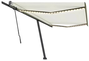 Toldo retrátil manual com LED 500x300 cm cor creme