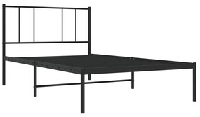Estrutura de cama metal s/ colchão c/ cabeceira 75x190 cm preto