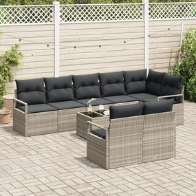 Conjunto de Sofá de Jardim com Almofadas vidaXL 9 Peças Cinza Rattan S