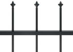 Cerca jardim com topo em lanças 10,2x0,8 m aço preto