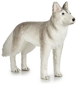 Decoração Natal 87 cm Cão Cinzento Branco Sintético