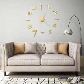 vidaXL Relógio de parede 3D com design moderno 100 cm XXL dourado