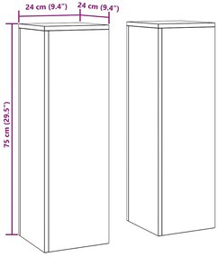 Suportes de Planta Externa Pilar 2 pcs Preto 24x24x75 cm Aço