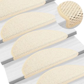 vidaXL Tapetes escada adesivos aspeto sisal 15 pcs 65x21x4 cm berbere