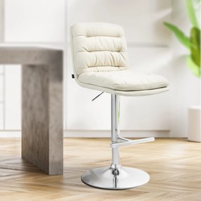Banco de bar Damar em tecido com estrutura cromada 94-116 x 42 x 56 cm Creme