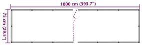 Tela de privacidade p/ varanda aspeto pedra 1000x75cm PVC cinza