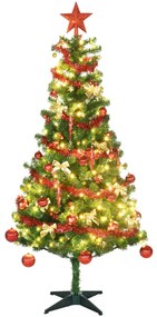 Árvore de Natal Artificial com 150 Luzes LED 480 Ramos com 100 Decorações Suporte de Aço Ø86x180 cm Verde