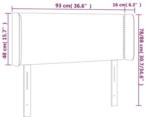 Cabeceira cama luzes LED tecido 93x16x78/88cm cinza-acastanhado