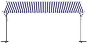 Toldo de pé 500x300 cm tecido e aço azul e branco