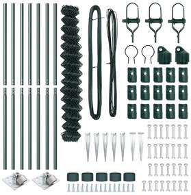 Conjunto de Postes de Cerca Verde 1.6 x 10 m Aço Galvanizado