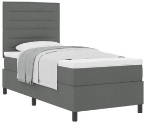 Cama Box com Colchão Cinza Escuro 100x200 cm Tecido