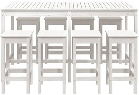 9 pcs conjunto de bar para jardim pinho maciço branco