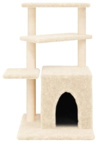 Árvore para gatos c/ postes arranhadores sisal 83,5 cm creme