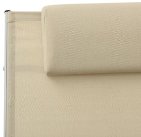 Sun Lounger with Pillow Textilene Cream