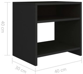 Mesas-de-cabeceira 2 pcs 40x30x40 cm aglomerado preto