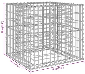 Cesto gabião 70x70x65 cm ferro galvanizado prateado