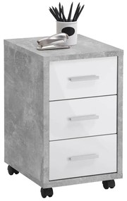 Armário móvel com gavetas cinzento cimento/branco brilhante