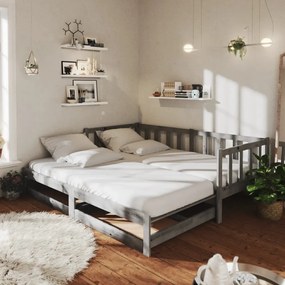 vidaXL Estrutura sofá-cama de puxar 2x(90x200) cm pinho maciço cinza