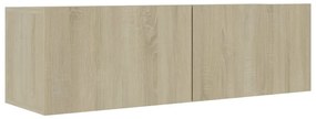 6 pcs conjunto móveis de TV derivados madeira carvalho sonoma