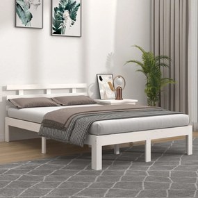 Estrutura de cama casal 135x190 cm madeira maciça branco