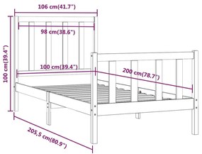 Estrutura de cama 100x200 cm madeira maciça