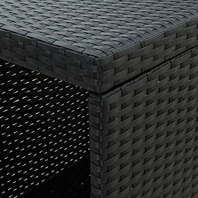 Mesa de bar com prateleiras 120x60x110 cm vime PE preto