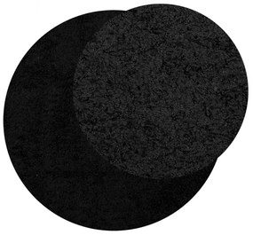 Tapete shaggy de pelo alto PAMPLONA Ø 240 cm preto