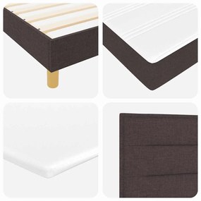 Cama Box Spring com Colchão e LED Castanha Escura 120x200 cm Tecido