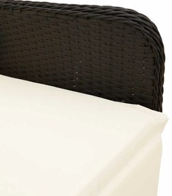 7 pcs conjunto de bistrô p/ jardim c/ almofadões vime PE preto