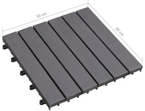 Ladrilhos de terraço 10 pcs 30x30 cm acácia maciça cinzento