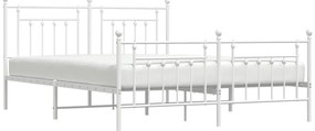 Estrutura de cama com cabeceira e pés 183x213 cm metal branco