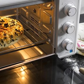 Mini-forno Bake&amp;Toast 3090 White Gyro Mini-forno de convecção com espeto de 30 litros de capacidade, 5 modo e luz interior