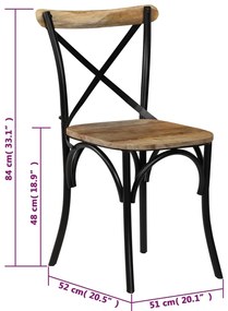 Cadeiras costas cruz 2 pcs mangueira maciça preto