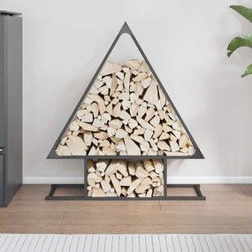 Suporte para lenha 80x25x90 cm aço laminado a frio preto