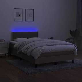 Cama box spring colchão/LED 120x190cm tecido cinza-acastanhado